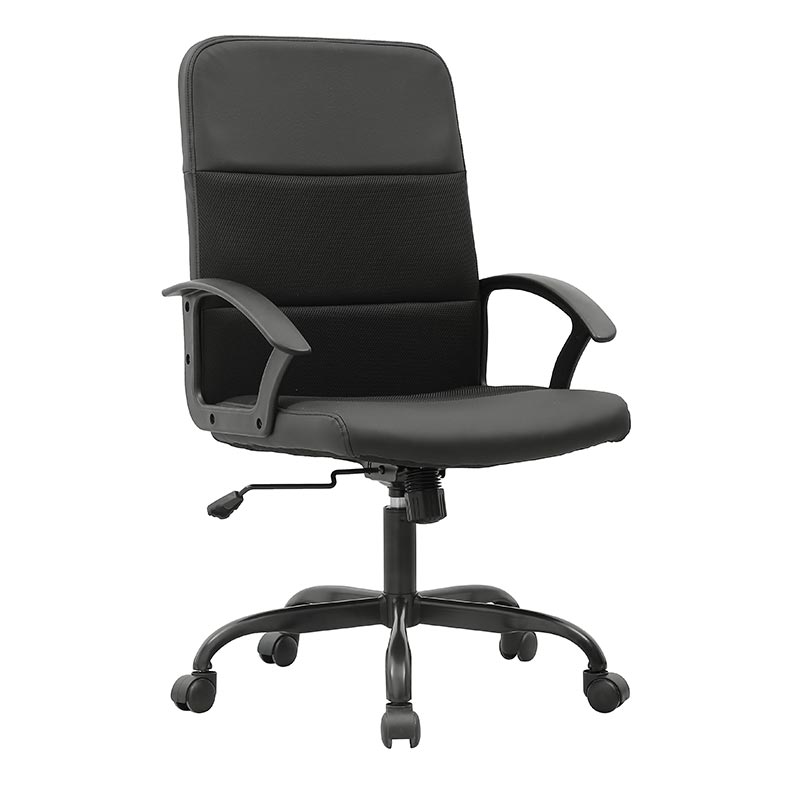 XL-3348 Low back PU nylon armrest staff Office chair - black