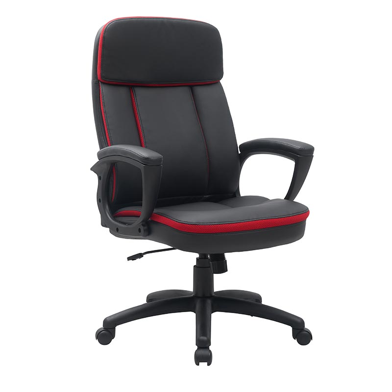 XL-3392 Black and red PU nylon armrest mid back Office chair