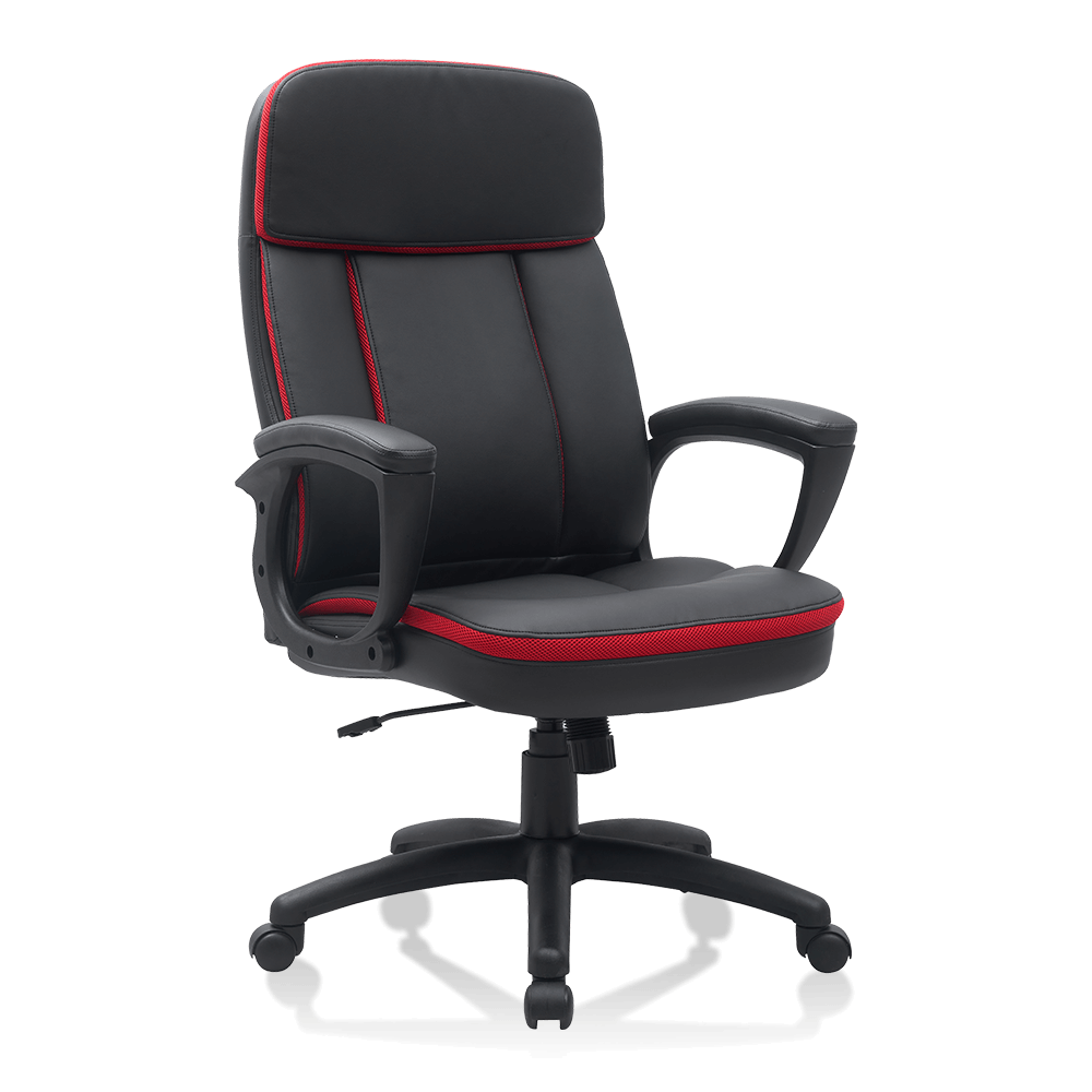 XL-3392 Black and red PU nylon armrest mid back Office chair